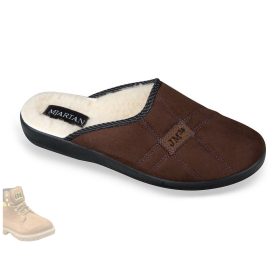 Mjartan férfi bundás barna papucs